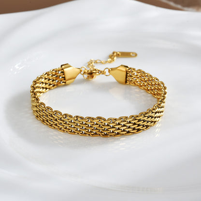 Women's Chain Bracelet Business Casual Golden Silver Metal Bracelet Jewelry
